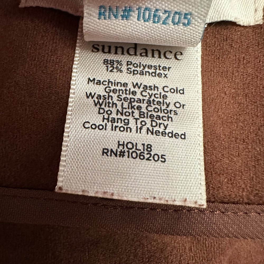 Sundance Brown Faux Suede Boho Ankle Pants Size 8 High Rise Stretch Trousers - Picture 8 of 10